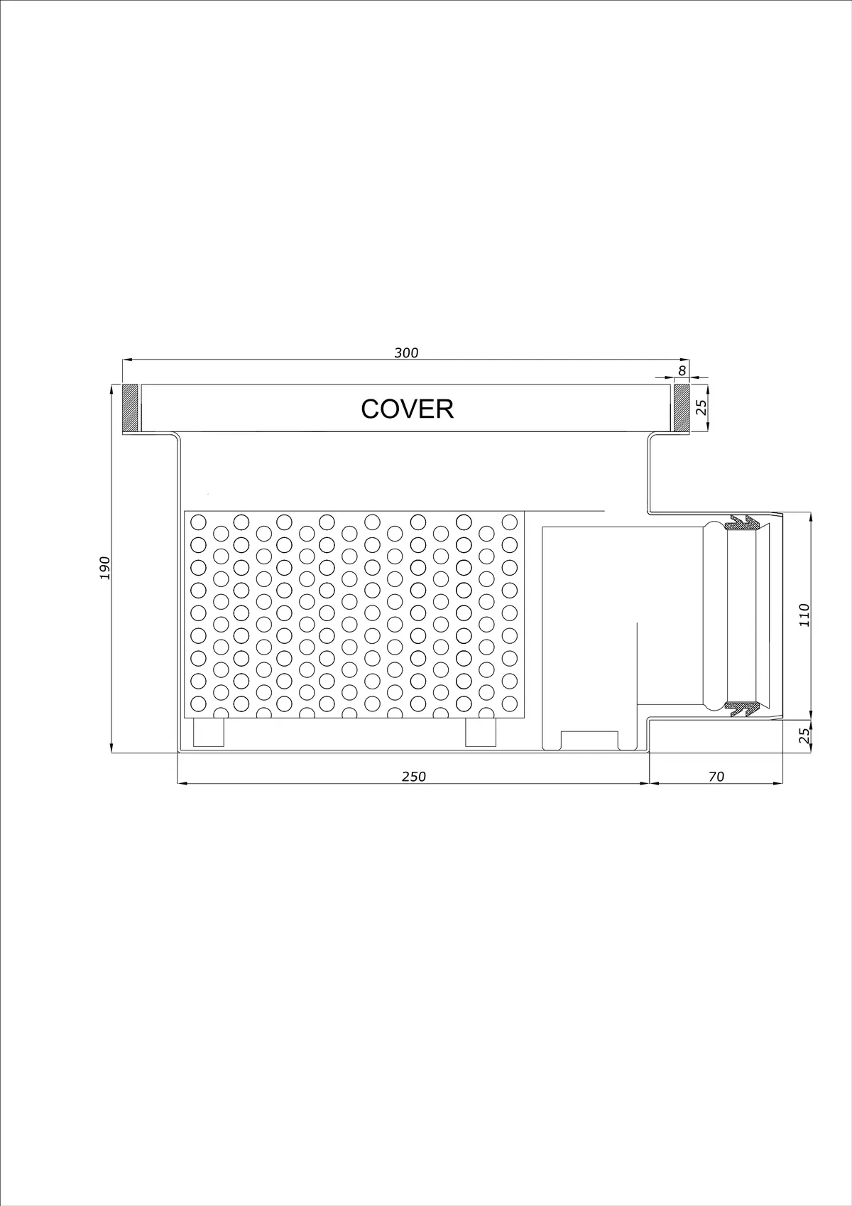 Wpust Podłogowy BK_KROB 300 DN 110 z Rantem 25x8mm - Jednoczęściowy Poziomy