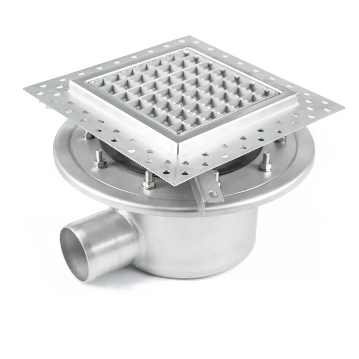 Dwuczęściowy wpust podłogowy BK_KRB 250x250mm z pokrywą antyposlizgową 