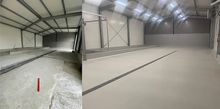 Industrial drainage channel in the production hall